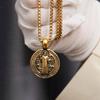 Men Necklace with Double Sided Saint Benedict Symbol Retro Religious Neckchain Alloy Clavicle Chain Fashion Accessory