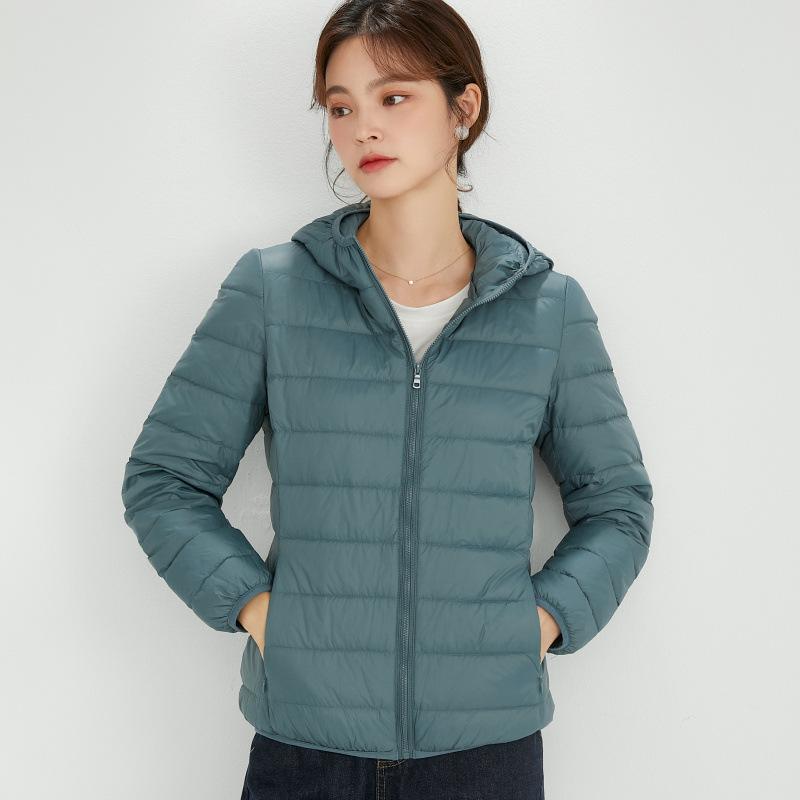 Winter new hooded down jacket women's light and thin women's jacket short light and fashionable white duck down