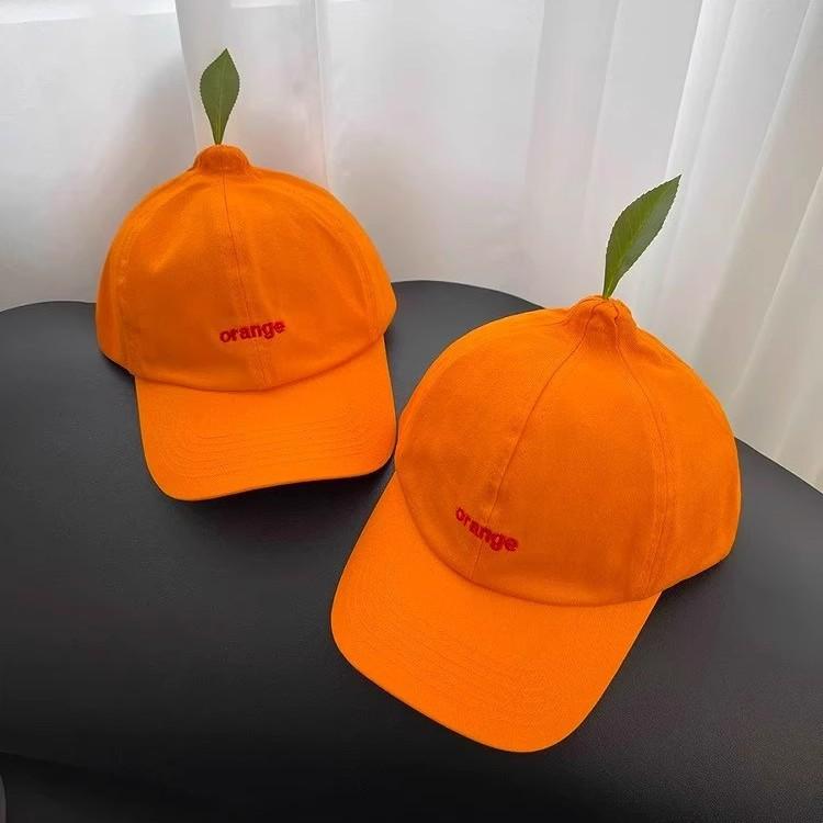 Fashion Caps Cool Style Kawaii Hats Funny Design Orange Embroidered Orange Baseball Cap Women's Soft Top Baseball Cap Men's Cap