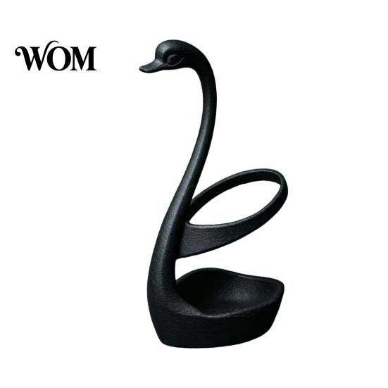 Decorative Toothbrush Stand 3D Printed Swan Holder, Bathroom Organizer with Hollow Water-Draining Design, Black White Stable Dual Color, Widened Base,