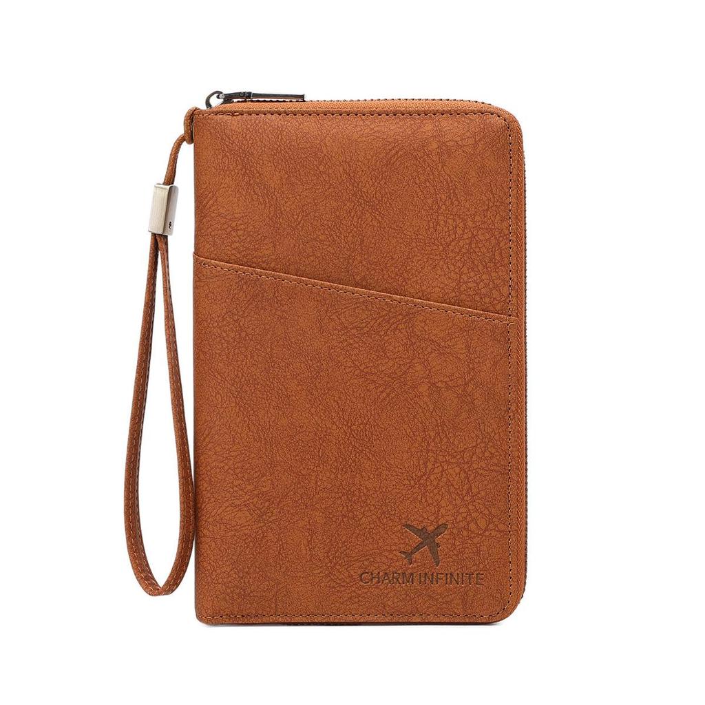 RFID Anti-Magnetic Passport Wallet with Long Zipper and Multifunctional Travel Storage