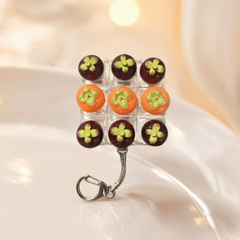 Cute Design Fruit Decompression Button Toy Transparent Dual-Tone Keyboard Keychain  Children's Bag