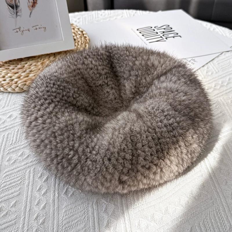 

Temperament Age Reducing Mink Beret Women s Winter Versatile Mink Hat Warm Mink Mink Fur Hat Bud Hat average size, adjustable