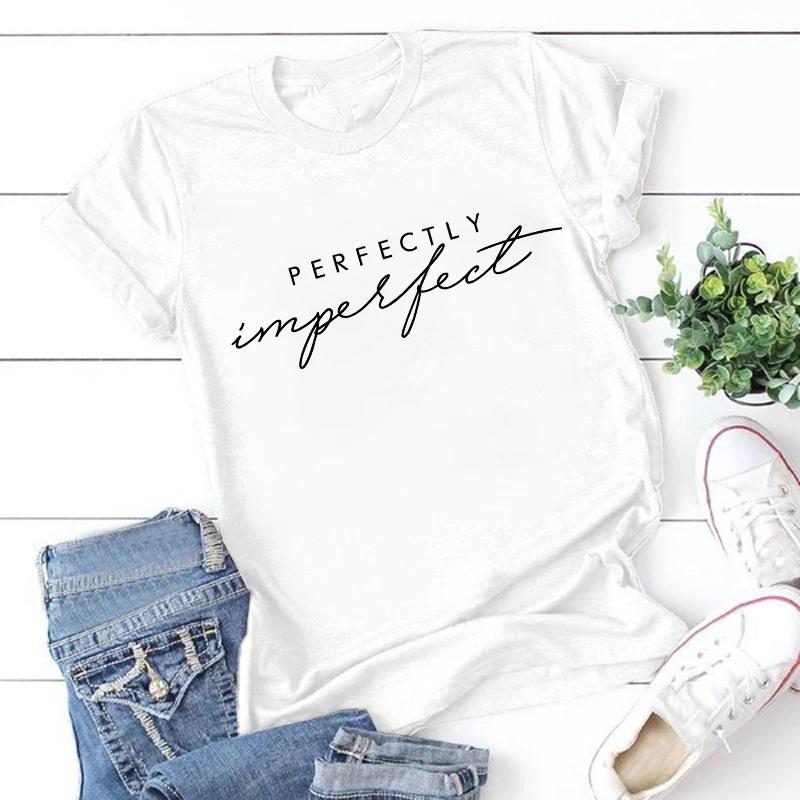 Unisex Unisex Mode Lässig Perfekt Unvollkommen Buchstabendruck Lustig Kurzarm T-Shirt Tops