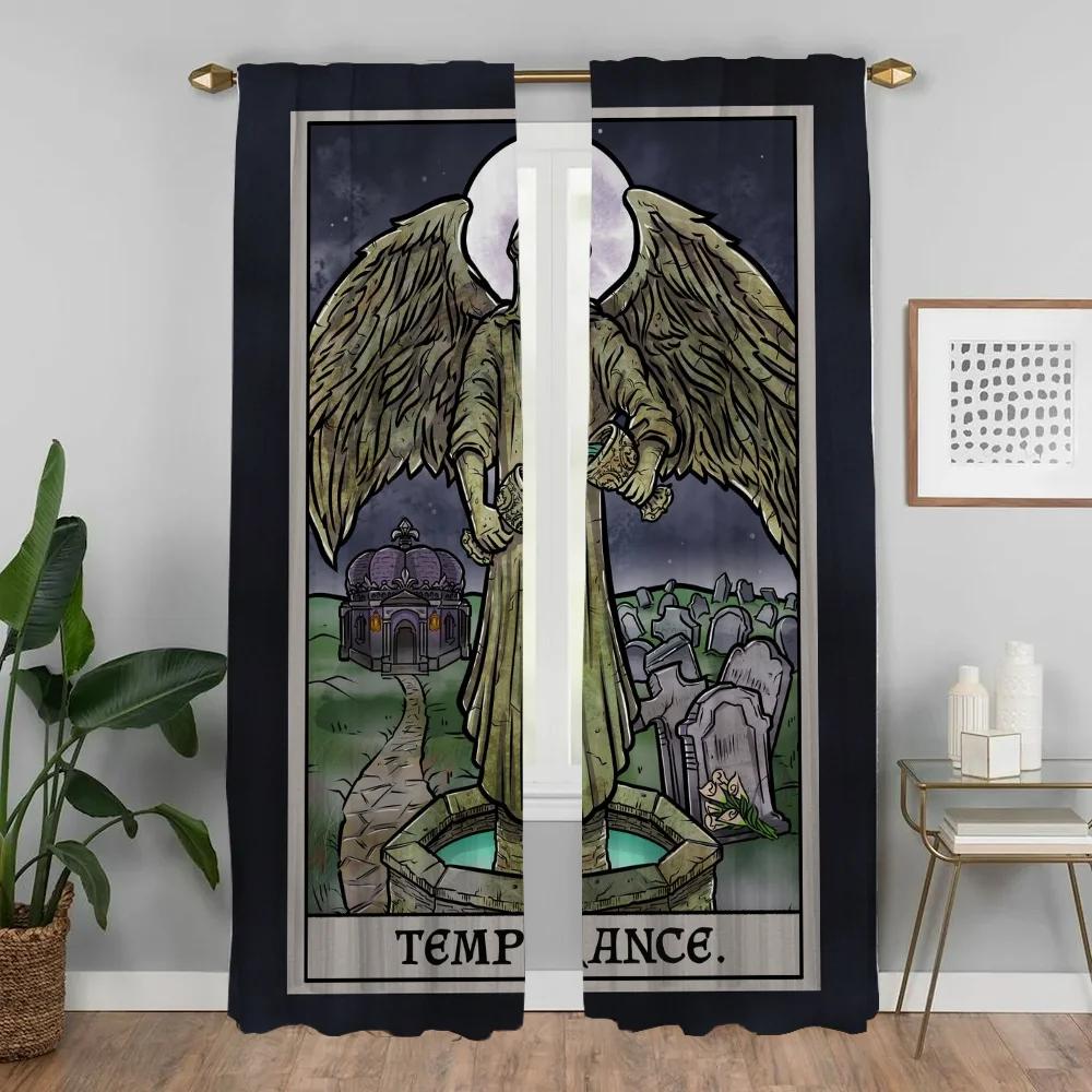 Window Curtain Room Panel Terror Tarot Shades Curtains Child Tulle Bedroom Halloween Decoration Partition Living Polyester Perfect For Master