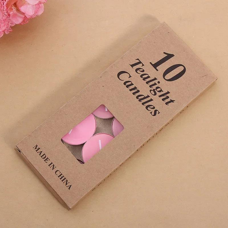 

10 шт./коробка Маленькие мерцающие декоративные свечи Романтическое красное синее желтое чайное освещение для дня рождения розовый