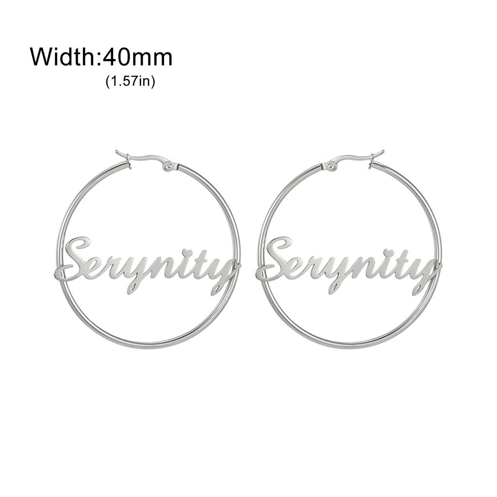 Lemegeton Customized Name Earrings 30 40 50mm Hiphop Hoop Earring Women Stainless Steel Jewelry Trend Personalized Birthday Gift