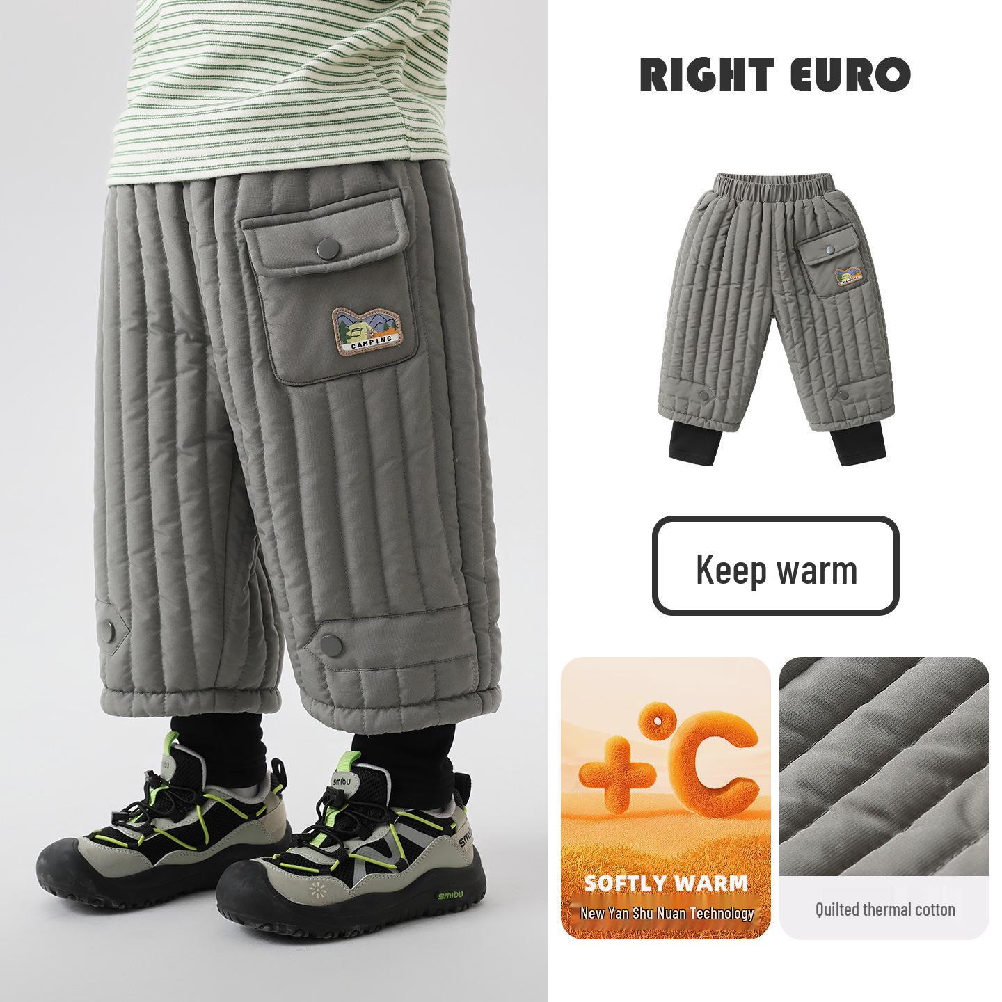 

Stylish European Boys Cotton Fleece Pants - Thick, Warm Winter 2025 Collection 130cm темно-сірий