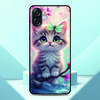 Lovely Kitten Anime Phone Case For Samsung Galaxy A07 4G Painted TPU Black Back Cover A 07 Soft Silicone Protective Fundas