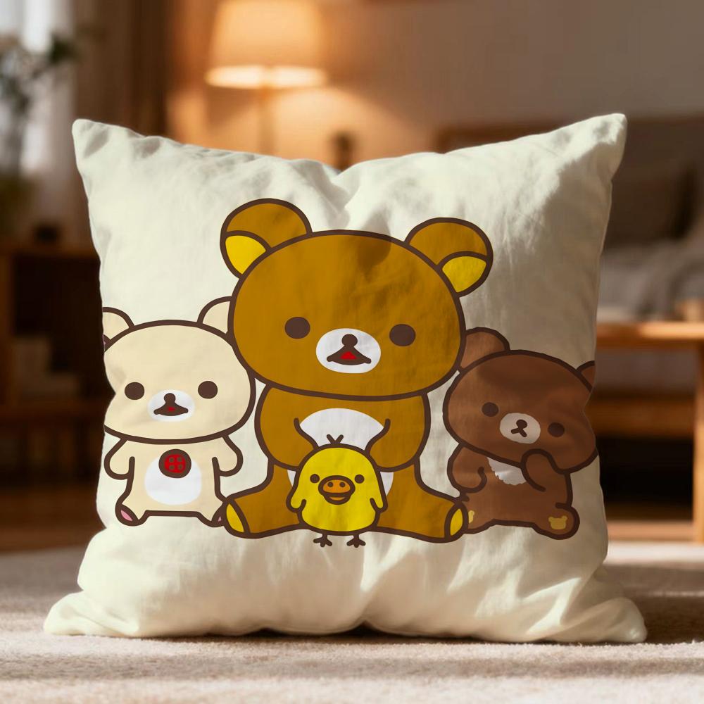 Fashion R-RRilakkuma Cushion Cover Soft Washable Pillow Case Multi-Scene for Couch Bed Travel Office Use