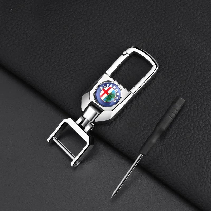 Car Stickers For Alfa Romeo Car Goods 3D Metal Car Styling Emblem Keychain Key Chain Rings For Alfa Romeo 159 147 156 Giulietta