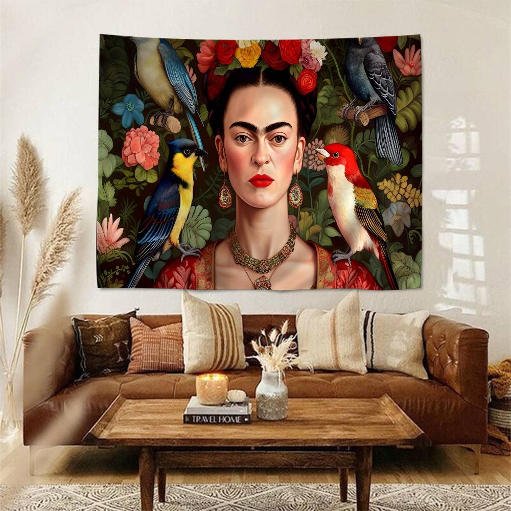 FFrida KKahlo Hanging Bohemian Tapestry Bohemian Wall Tapestries Mandala Kawaii Room Decor 74x94cm(29x37in)