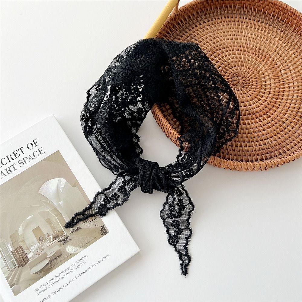 Gentle Triangular Lace Hair Scarf Ruffles French Pastoral Style Headscarf Hair Accessories Photo Headband Turban Women Girls