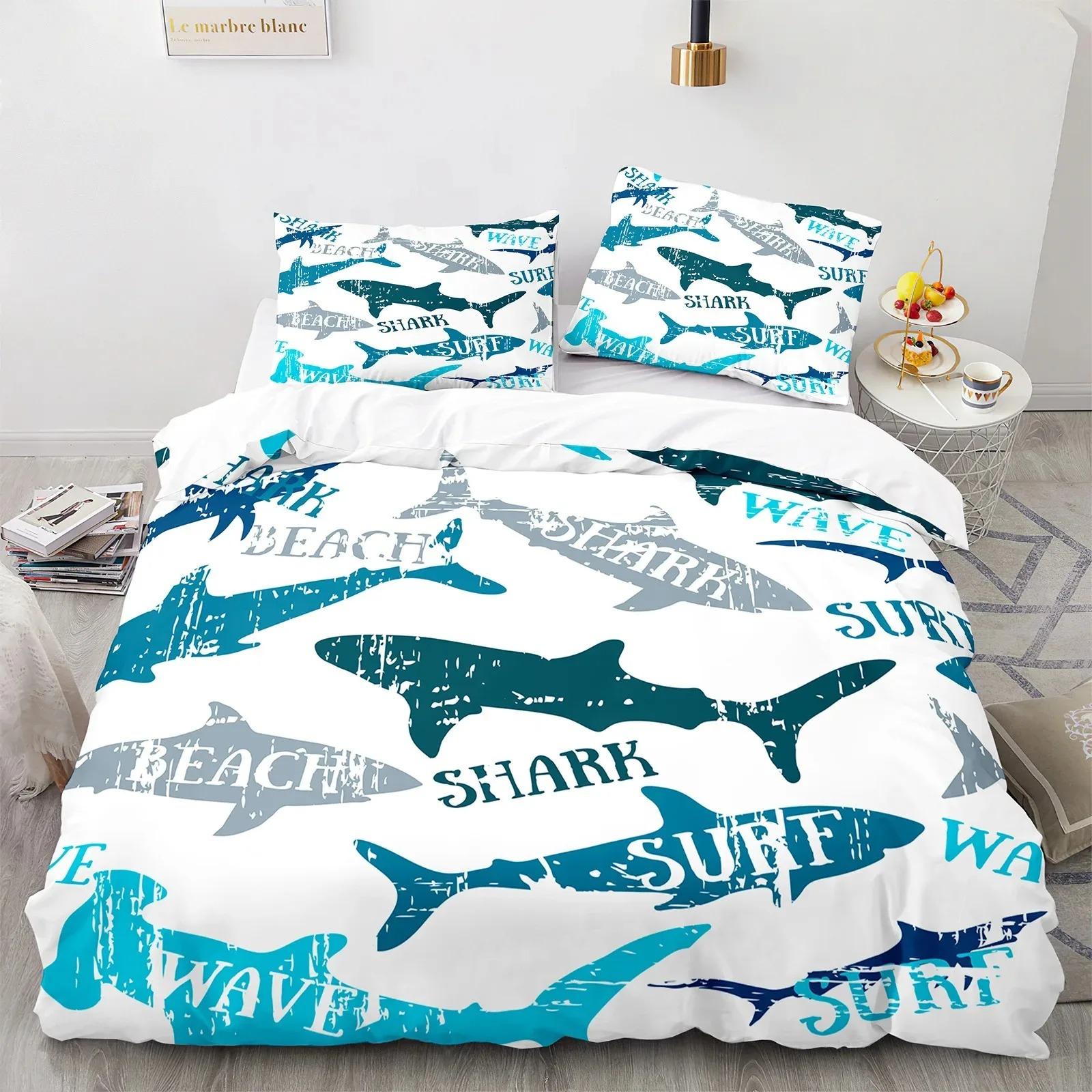 

Shark Duvet Cover Set Full Size Queen Size Twin Deep Ocean Animals Bedding Sets for Boys Girls Luxury Soft Comforter Cover Set 70x133cm 2pcs
