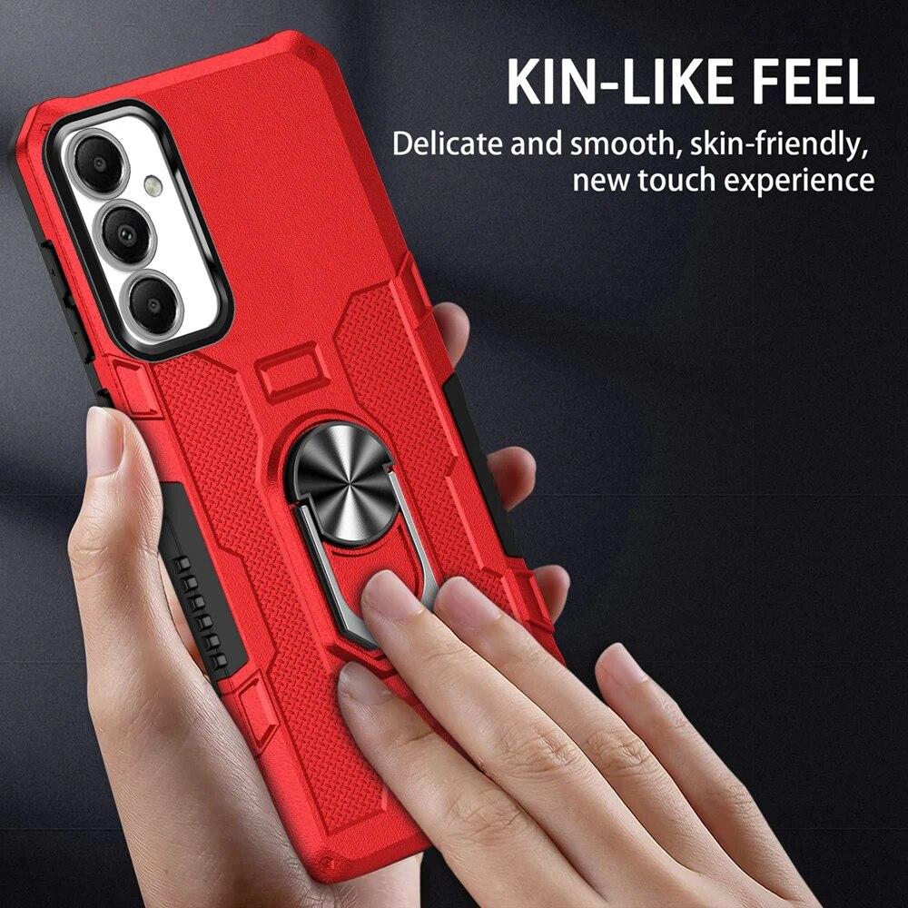 KEYSION Stoßfeste Rüstungshülle für Samsung A05S A05 A15 A25 A24, Metallringständer, Silikon + PC-Telefon-Rückseite für Galaxy S23 FE