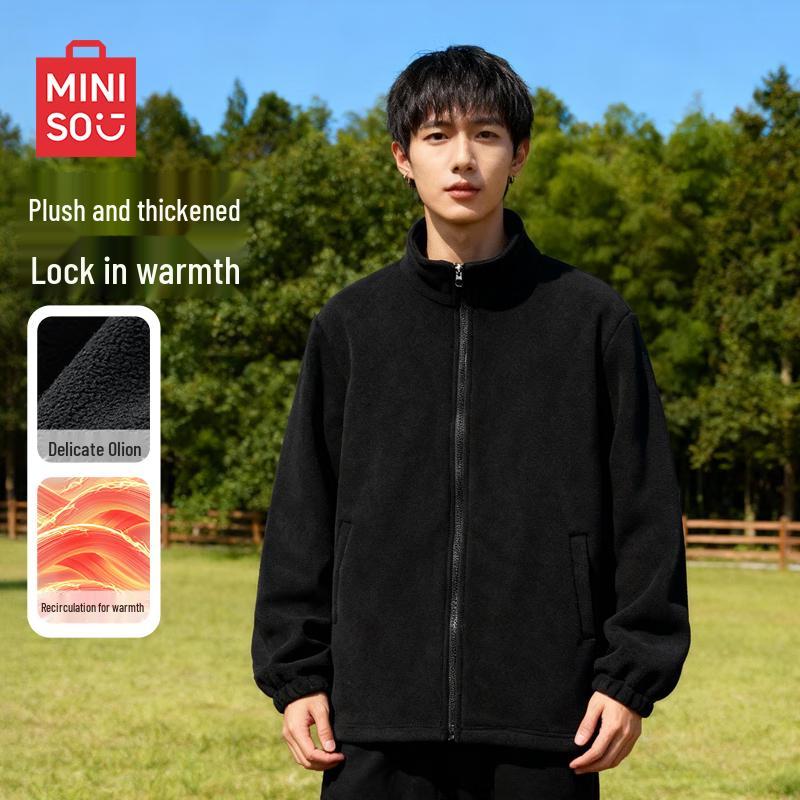 

MINISO Men s Double-Sided Fleece Stand-Collar Winter Jacket 2XL