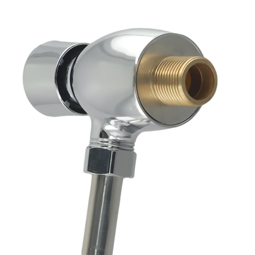 Flush Valve for Urinal with Manual Button Type and Delayed Automatic Shutoff for Water Efficient Public Toilet Systems