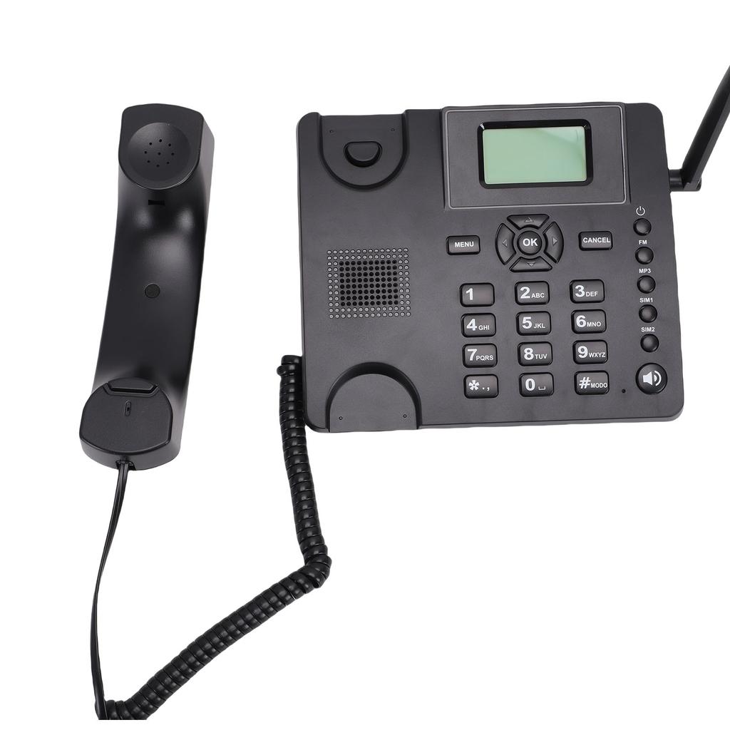Kabelloses GSM-Tischtelefon Quadband Dual-SIM-Karte 2G Festnetz-Schnurlostelefon mit Antenne Radio Wecker für Anrufe zu Hause