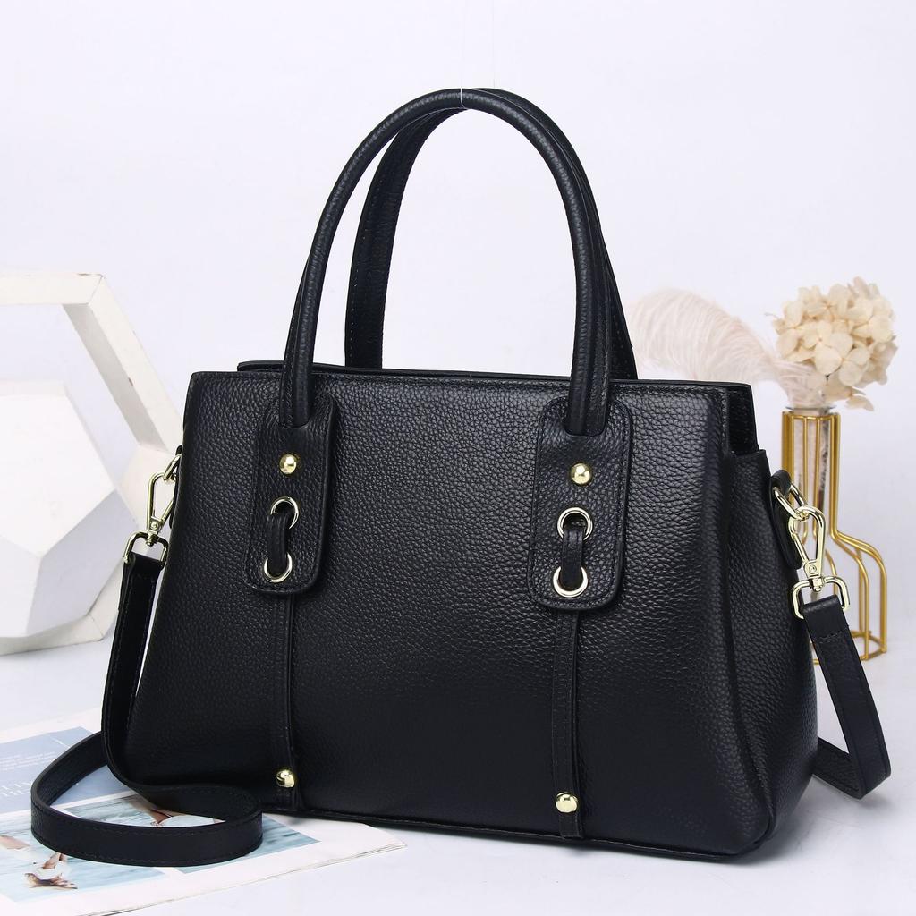 Cowhide Women's Bags, One-shoulder Messenger Bags, Portable Women's Bags, Fashionable Large-capacity Handbags.