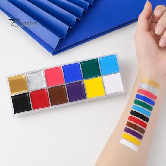 Professional Oil Palette for Face Body 12 Colors Paint Set, Painting Grade Art Makeup Kit Halloween Party, Stage Costume, Cosplay, Festival Waterproof