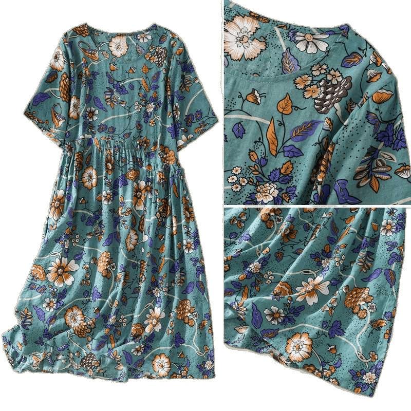 Damen lockeres kurzärmeliges Kleid, Sommerkleid zum Bedecken des Bauches, figurbetont, neue koreanische Version eines dünnen A-Linien-Rocks