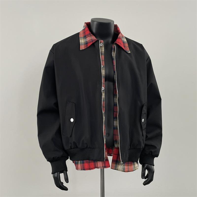 

Spring new fake two-piece versatile casual jacket men s patchwork loose temperament jacket M чёрный