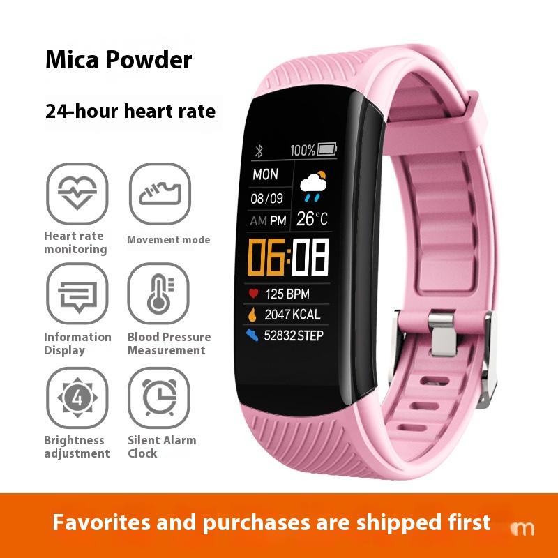 C5S Color Screen Exercise Step Counting Smart Bracelet Heart Rate Blood Pressure Health Monitoring Silicone
