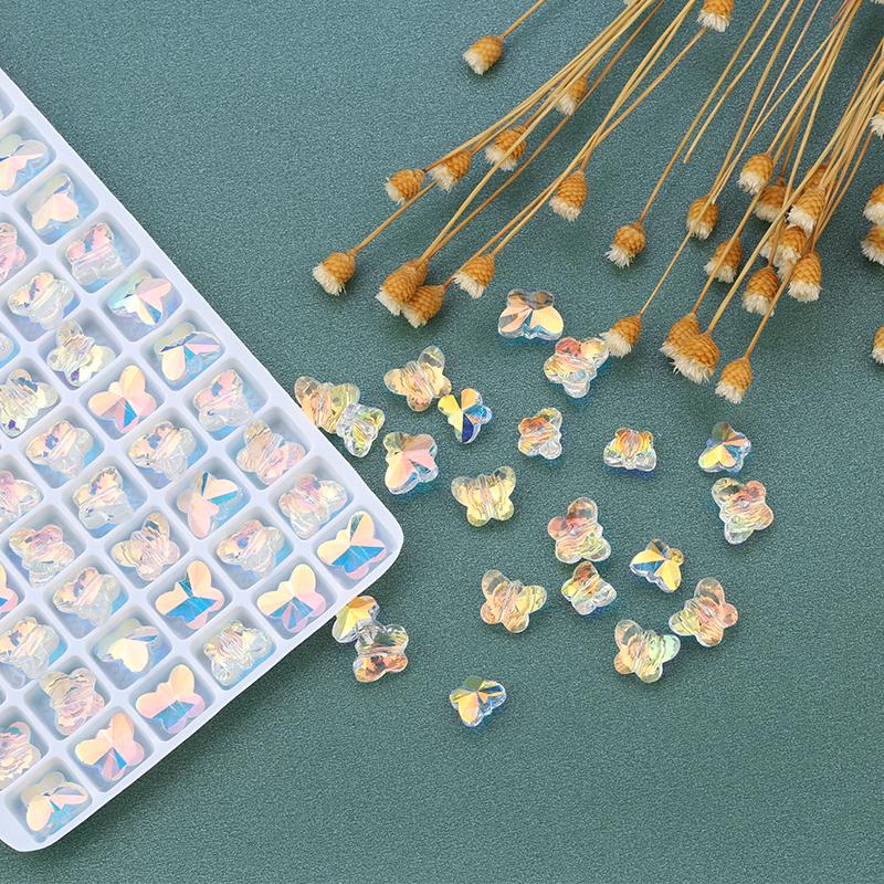 Best quality 6*8mm 8*10mm straight hole crystal butterfly beads crystal AB glass Pendant rhinestone for Jewelry Earrings making 6x8mm   84pcs