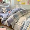 Yiyiai Simple Plaid Cotton 3-Piece Flat Sheet Set