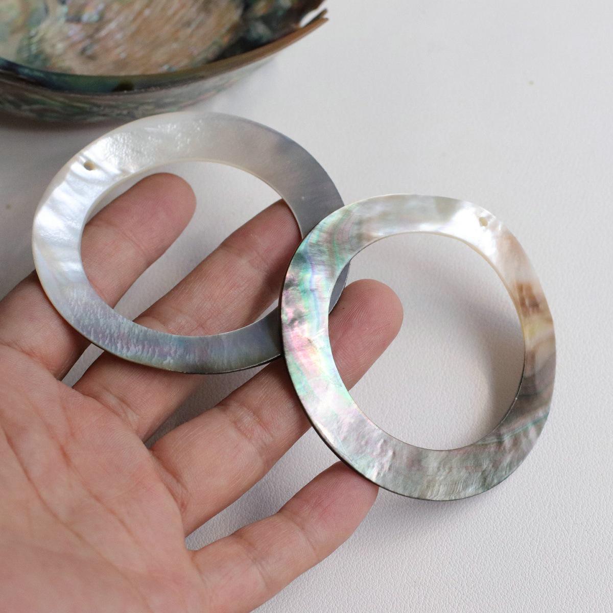 Natural Blacklip Mother of Pearl Shell Ring, 70mm, Round DIY Jewelry & Hair Accessories