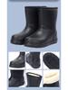Aote Step-On Rain EVA Mid-Calf Boots 902, Black Cotton-Lined Non-Slip Rubber Shoes for Winter, Car Washing, Fishing, and Labor Protection.