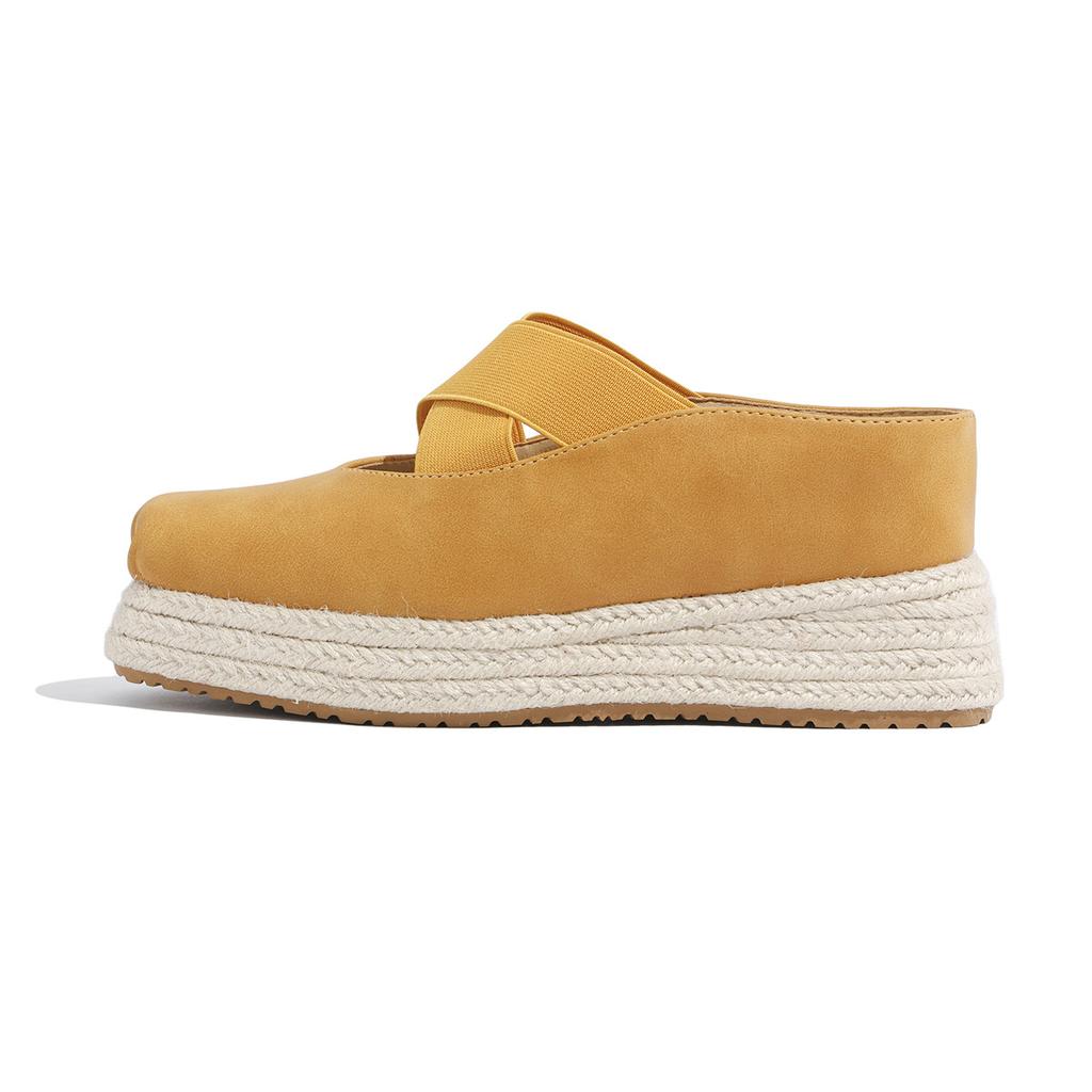 Leather ballet high-end niche thick-soled Mary Jane shoes inner height-increasing bag head slippers women's summer wear high heels