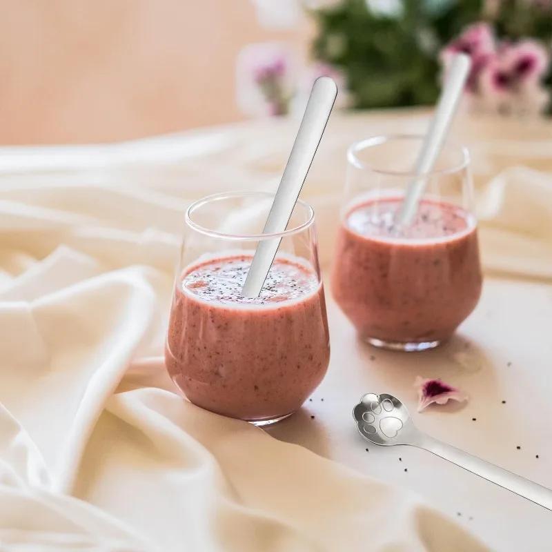 5/1PCS Creative Cute Cat Claw 304 Stainless Steel Spoon for Ice Cream Coffee Tea Dessert Spoon Kitchen Tableware Accessories