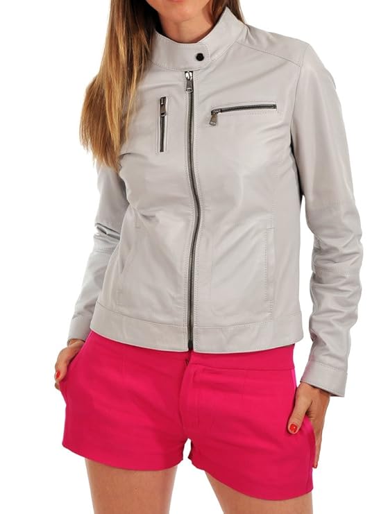 New Women Jacket White Leather Lambskin Handmade Casual Stylish Biker Wear Soft