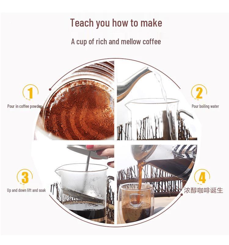 Glass French Press Coffee & Tea Maker with Built-in Frother