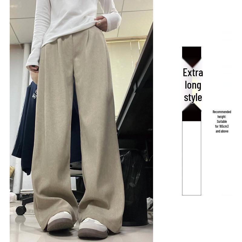 2025 Autumn/Winter European Cotton Velvet Wide-Leg High-Waist Drape Pants for Women