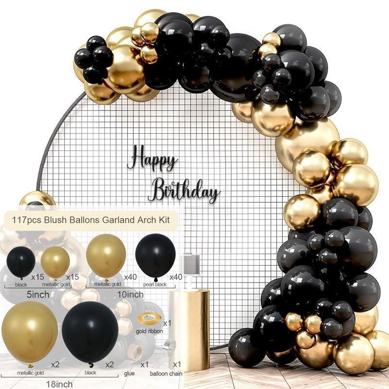 Balloon Set Black Gold New Year Arrangement Balloon Chain Birthday Party Wedding Decoration Arch Latex Material