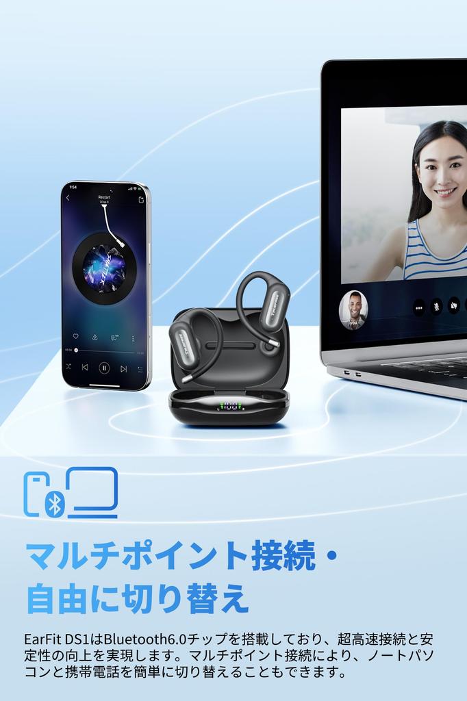 TRUEFREE EarFit DS1 Wireless Earbuds with Bluetooth IPX5 40 Hours of Fast and App Support Perfect for and Home with a Active Sound Leak and Design for