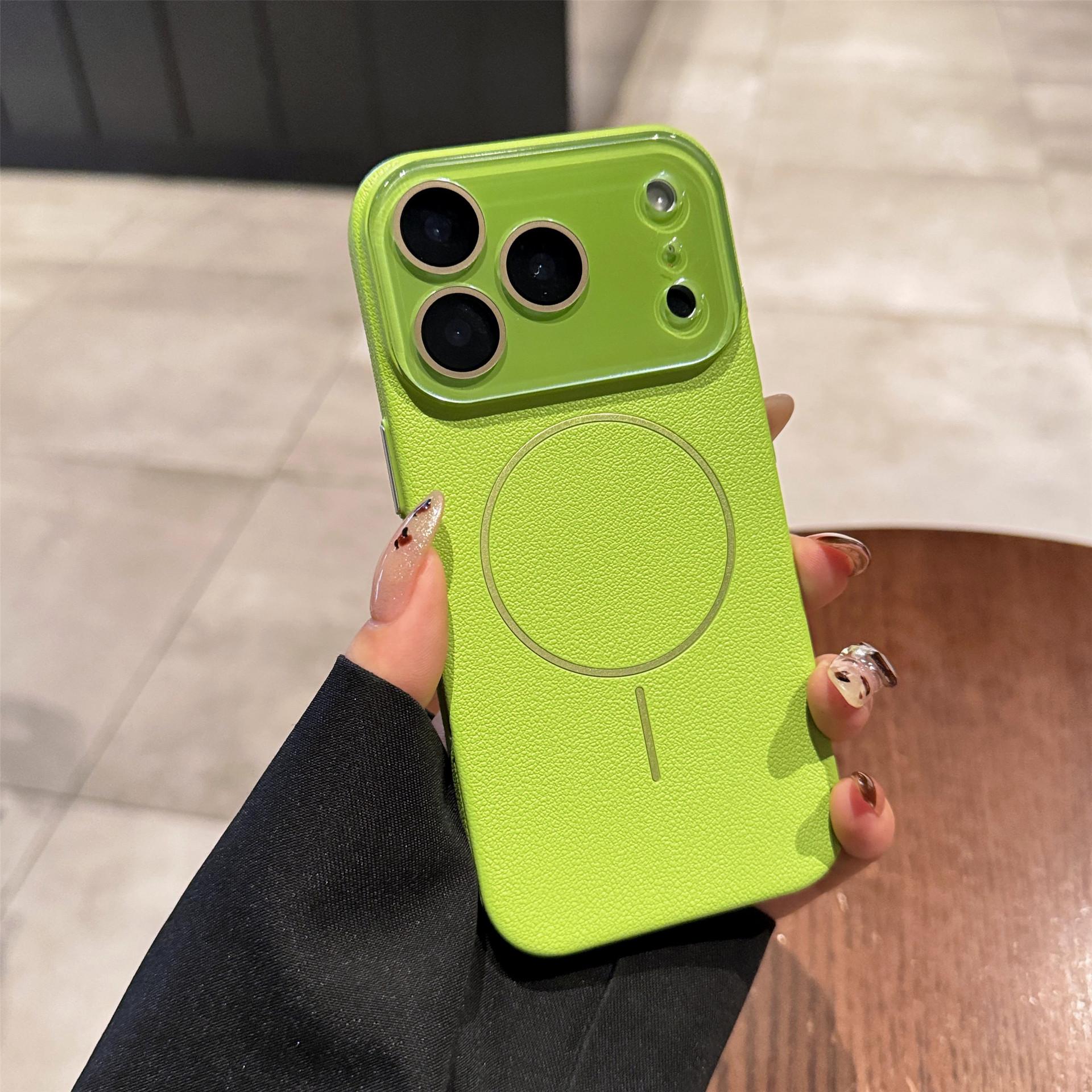 

iPhone 17 Pro Max Magnetic Leather-Textured Case with Crystal Lens Protection for iPhone 16/15/14/13 iPhone 15 Plus