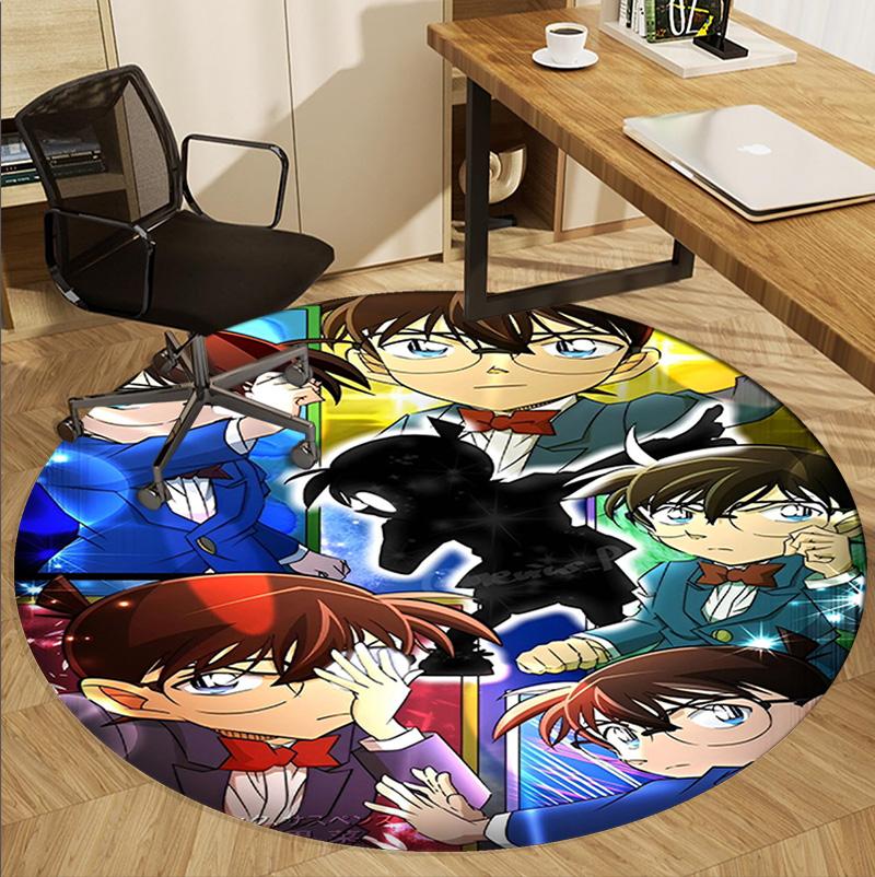 Detective Conan Pattern Round Rug, Indoor/Outdoor Mat, for Picnic, Gameroom, Bedroom, Office, Living Room, Home Decor Carpet, Birthday Gift