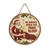 Christmas Welcome Door Sign Cartoon Santa Claus Door Hanging Sign Xmas Holiday Party Front Door Hanger Decoration Decorative Wall Plaque