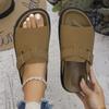 2025 Übergröße Einfarbige Plateau-Slipper Damen Neue Flache Sandalen
