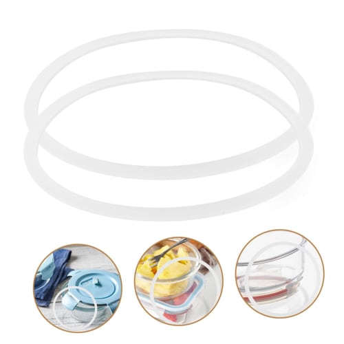 BESTonZON 2-pakning Isolerte matbokser Tetningsringer, Silikon Tetningsringer, Runde Eggkokerringer, Erstatningssilikonpakninger for Krukker, Silikagel,