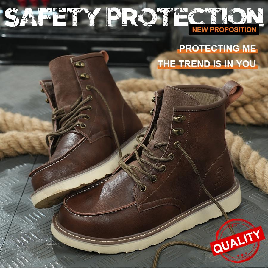 

Two Layer Cowhide High Top Anti-smash Anti-puncture Breathable Fashion Labour Insurance Shoes 48