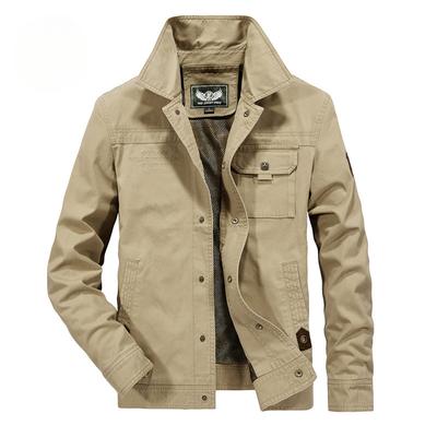 New Spring and Autumn New Men's Casual Washed Cotton Solid Color Jacket Middle-aged Tooling Jacket Men