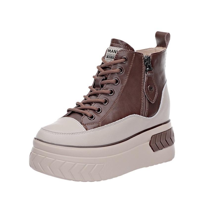 Deskové boty s vysokými podpatky a silnou podrážkou, zvyšující neformální vysoké boty