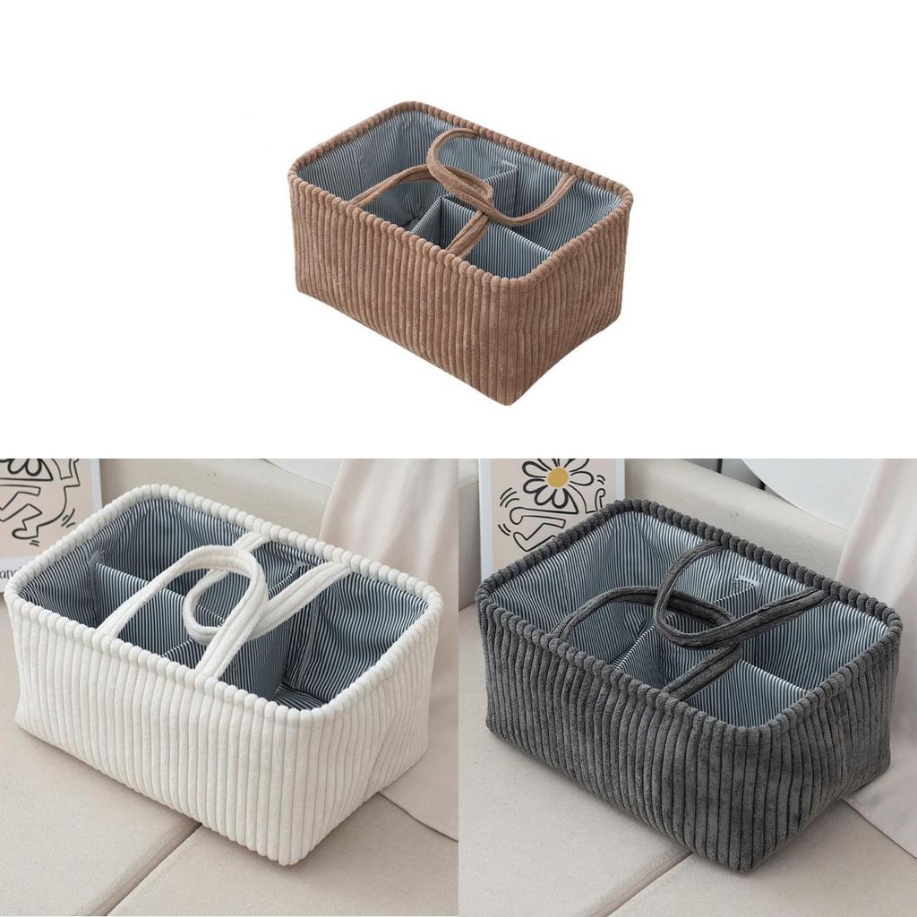 Fabric Storage Basket For Diapers And Clothes With Dividers For Nursery Organization