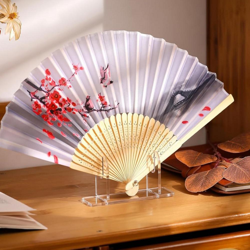 Chinese Hand Fan Stand 2X Chinese Foldable Fan Transparent Acrylic Organizer Shelf Home Decoration Organizer Rack For Home