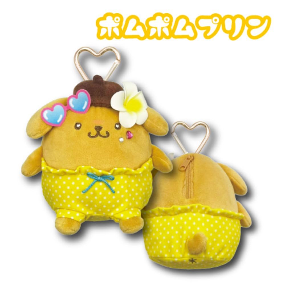 Hatayama Shoji Sanrio Mascot Pouch Gal 4 Pompompurin Mini Pouch with Ball Small Item Plush Pouch with Cute Character Bag 13cm In 63203959 Chain, Case,