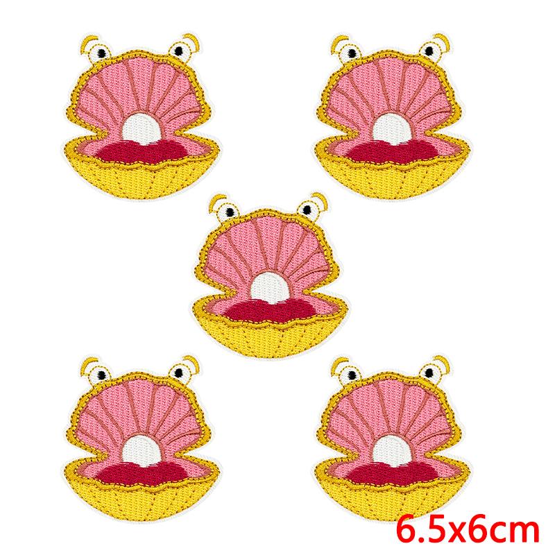 10pcs Lots Summer Wave Slippers Embroidered Patches On Clothes Shell Coral Patch Iron On Patches For Clothing Hats Jackets Diy